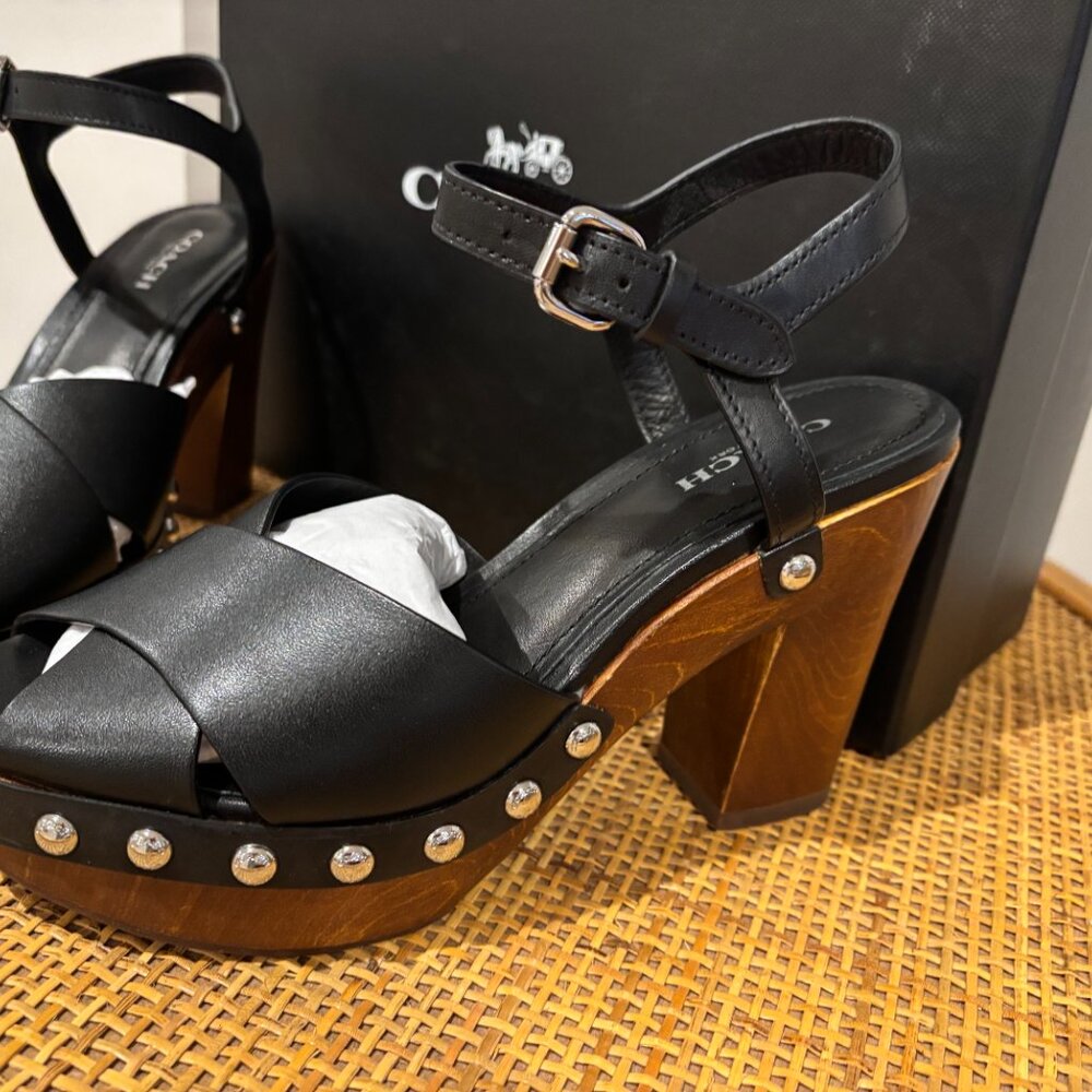 Coach Viola Leather Platform Clog Style Sandal - Picture 3 of 4